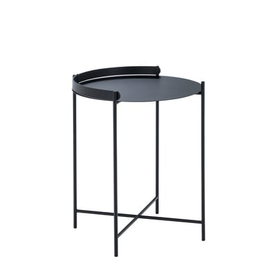Table d'appoint Edge métal noir / Poignée rabattable -Ø 46 x H 53 cm - Houe