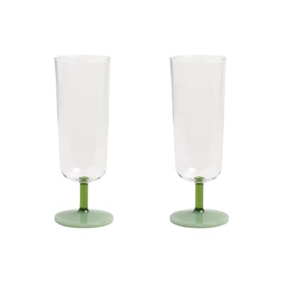 Flûte à champagne Mingle verre vert / Set de 2 - & klevering