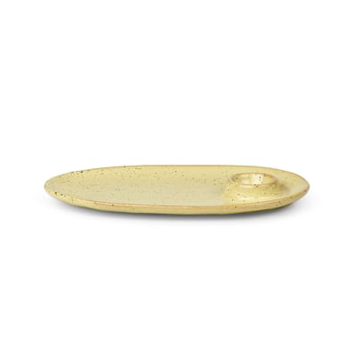 Assiette Flow céramique jaune / Avec coquetier intégré - 23 x 14 cm - Ferm Living