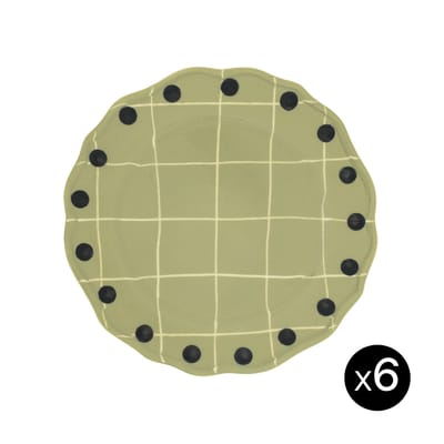 Assiette Quadri céramique vert / Set de 6 - Ø 27 cm / Peint à la main - Bitossi Home