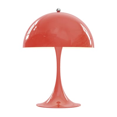 Lampe de table Panthella 250 métal rouge orange / LED - Ø 25 x H 33,5 cm / Verner Panton, 1971 - Lou