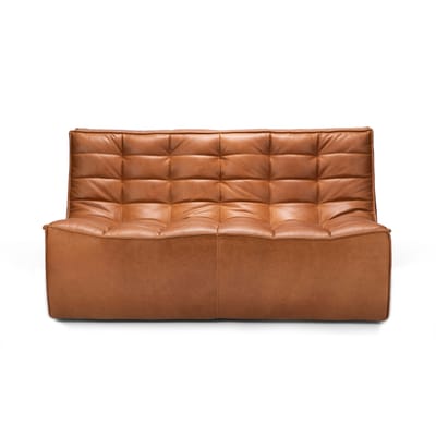 Canapé droit N701 cuir marron / 2 places - L 140 cm - Ethnicraft