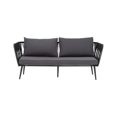 Canapé de jardin 2 places Pavone métal noir / L 174 cm - Corde polyester tissée main - Bloomingville