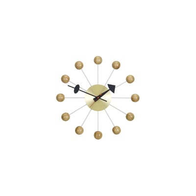 Horloge murale Ball Clock bois naturel / By George Nelson, 1948-1960 / Ø 33 cm - Vitra