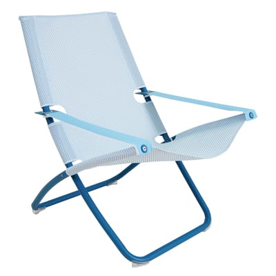 Chaise longue pliable inclinable Snooze métal bleu / 2 positions - Emu