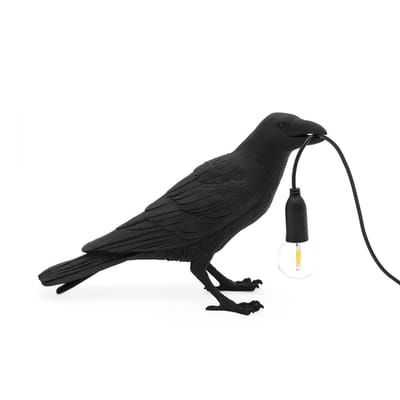 Lampe de table Bird Waiting / Corbeau immobile plastique noir - Seletti