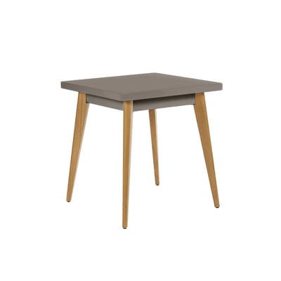 Table carrée 55 métal gris / Pieds chêne - 70 x 70 cm - Tolix