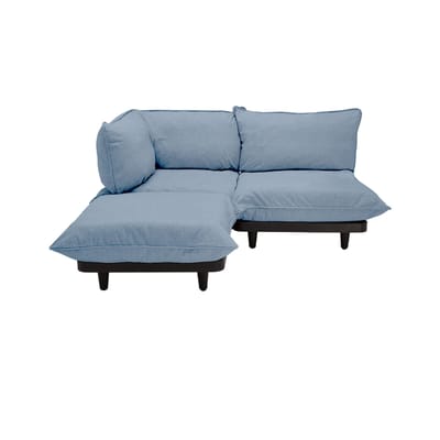 Canapé de jardin 2 places Paletti set tissu bleu / Accoudoir gauche - L 180 cm - Fatboy