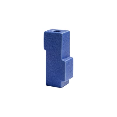 Bougeoir Edge céramique bleu / 6 x 4.5 x H 13.5 cm - Grès - & klevering