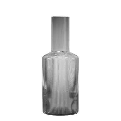 Carafe Ripple verre gris transparent / 1L - Verre strié - Ferm Living