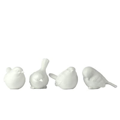 Décoration Moineaux céramique blanc / Set de 4 - Porcelaine - Pols Potten