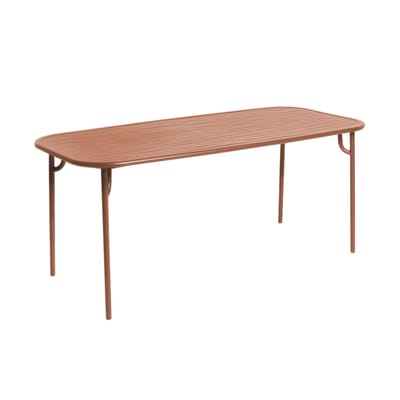 Table rectangulaire Week-end Medium métal marron / 180 x 85 cm - Aluminium / 6 personnes - Petite Fr