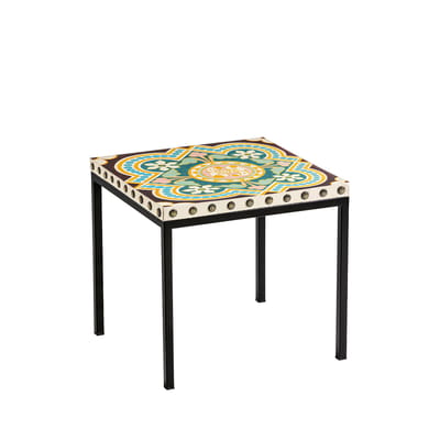 Table d'appoint Not a Harem - Hope tissu multicolore / 45 x 45 x H 40 cm - Coton imprimé - Moroso