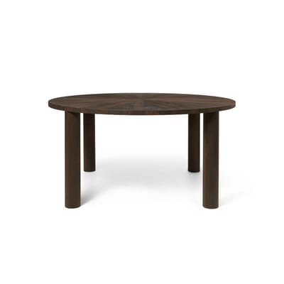 Table ronde Post marron bois naturel / Ø 150 x H 73 cm - Marqueterie faite main - Ferm Living