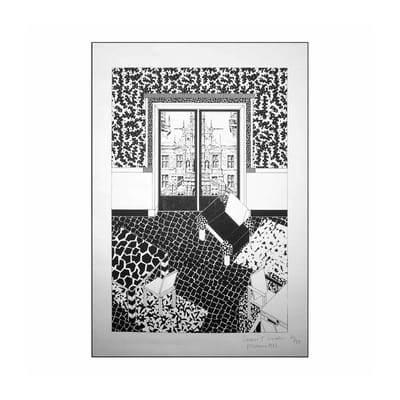 Affiche Drawing for Interior 1 papier blanc noir / Sérigraphie by George J. Sowden, 1983 - Edition l