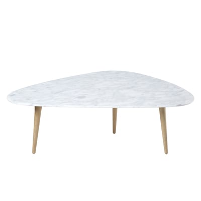 Table basse Large pierre blanc bois naturel / Marbre - 130 x 85 cm - RED Edition