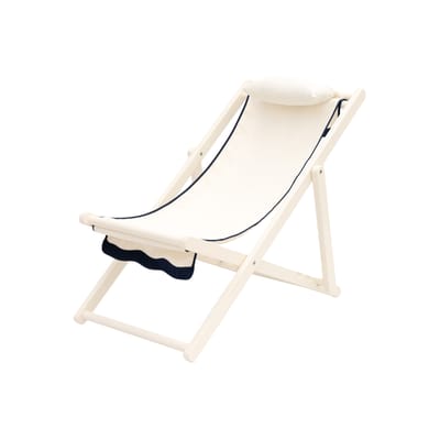 Chaise longue pliable inclinable Sling chair tissu blanc / Coussin appuie-tête - BUSINESS & PLEASURE
