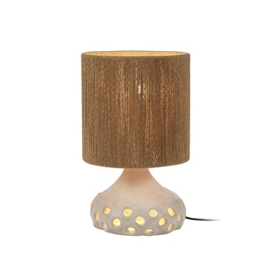 Lampe de table Oya 01 céramique fibre végétale marron / Grès & raphia - Ø 25 x H 42 cm - Serax