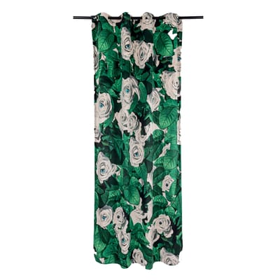 Rideau Toiletpaper - Roses tissu vert / 140 x 280 cm - Seletti