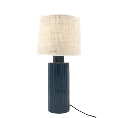 Lampe de table Portofino tissu céramique bleu beige / Rabane - H 51 cm - Maison Sarah Lavoine
