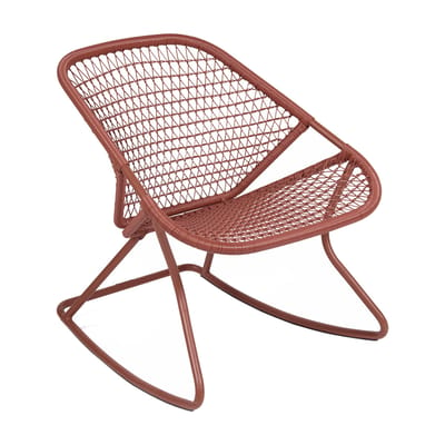 Rocking chair Sixties plastique rouge / Assise souple plastique tressé - Fermob