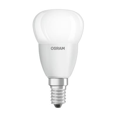 Ampoule LED E14 avec radiateur verre blanc / Sphérique dépolie - 6W=40W (2700K, blanc chaud) - Osram