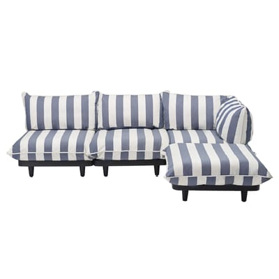 Canapé de jardin 4 places Paletti set tissu bleu / Accoudoir droite - L 280 x 190 cm - Fatboy