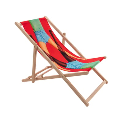 Chaise longue pliable inclinable Toiletpaper bois multicolore / Scissors - Seletti