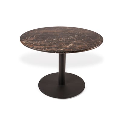 Table ronde Slab pierre matériau composite marron / Ø 110 x H 75 cm - Résine effet marbre - Pols Pot