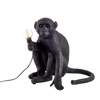 Lampe d'extérieur Monkey Sitting plastique noir / Outdoor - H 32 cm - Seletti