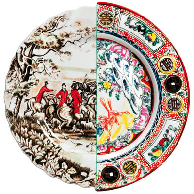 seletti - assiette hybrid multicolore 32 x 12 cm designer studio ctrlzak céramique, porcelaine