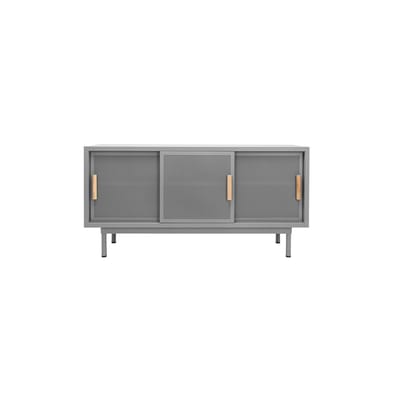 Buffet 3 portes métal gris / L 150 x H 75 cm - Acier perforé & chêne - Tolix