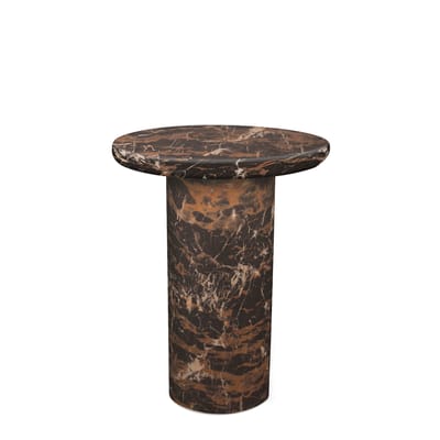 Table d'appoint Mob plastique marron noir / Ø 40 x H 50 cm - Aspect marbre - Pols Potten