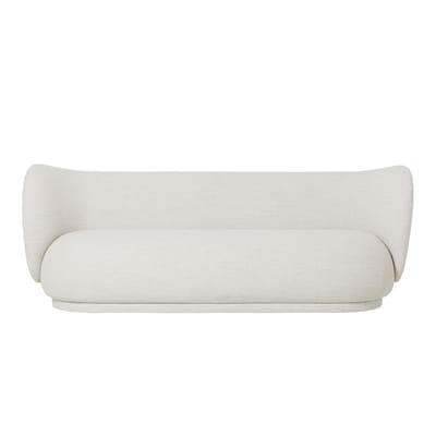 Canapé droit Rico tissu blanc / 3 places - L 210 cm - Tissu bouclé - Ferm Living