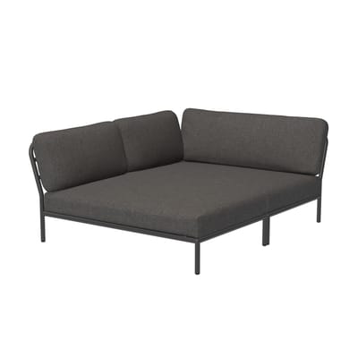 Canapé de jardin modulable Level Cozy tissu gris / Assise profonde - Angle gauche - L 173,5 x P 139 
