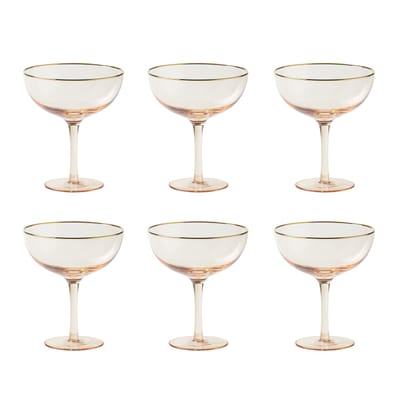 bitossi home - coupe à champagne vaisselle en verre, verre soufflé couleur rose 41.6 x 12.4 cm made in design
