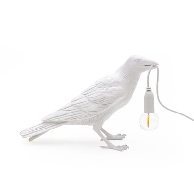 Lampe de table Bird Waiting/ Corbeau immobile plastique blanc - Seletti
