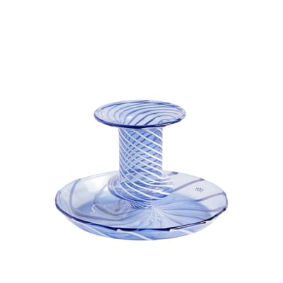 Bougeoir Flare Stripe Small verre bleu / H 7,5 cm - Hay