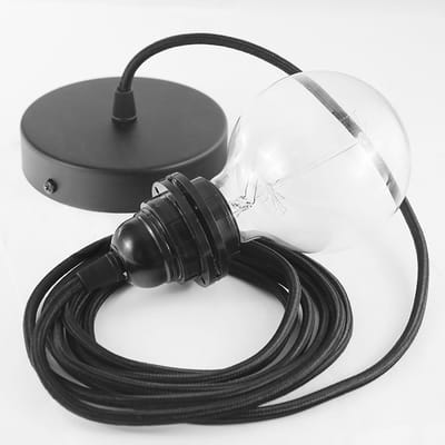 koziol - suspension lampe modulable en tissu, plastique couleur noir 200 x 20.8 cm designer made in design
