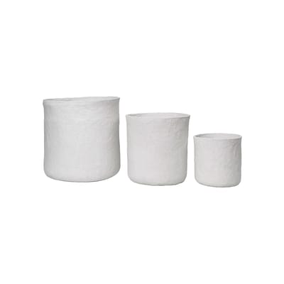Panier Vary tissu blanc / Sert de 3 - Coton recyclé / Ø 40 x H 42 cm - Ferm Living
