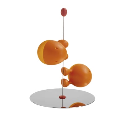 alessi - ensemble salière et poivrière en plastique, résine thermoplastique couleur orange 12 x 14.5 cm designer stefano giovannoni made in design