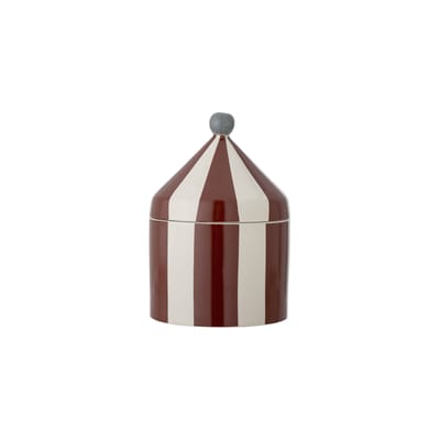 Boîte Cimmi céramique rouge blanc / Ø 15,5 x H 26 cm - Bloomingville