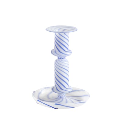 Bougeoir Flare Stripe Milk Medium verre blanc / H 14 cm - Hay