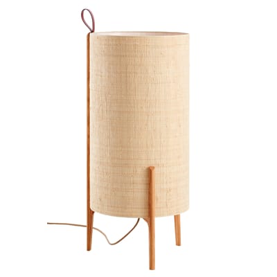 Lampe à poser Greta tissu beige bois naturel / Ø 40 x H 90 cm - Carpyen