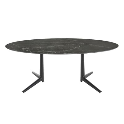 Table ovale Multiplo XL INDOOR - céramique pierre noir / Grès effet marbre / 192 x 118 cm - Kartell