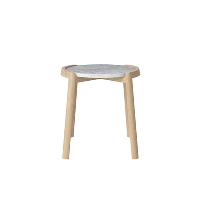 Table d'appoint Mix pierre blanc bois naturel / Ø 46 x H 48 cm - Chêne & marbre - Bolia