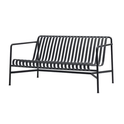 Canapé de jardin 2 places Palissade Lounge métal gris noir / L 139 cm - Bouroullec, 2016 - Hay