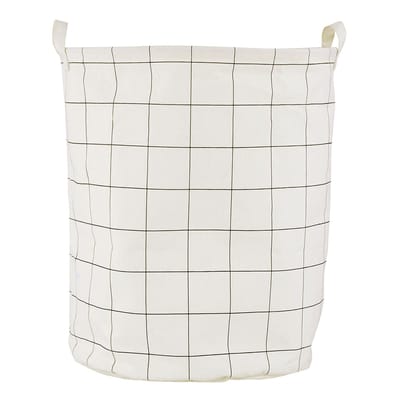 Panier à linge Squares tissu blanc noir / Ø 40 x H 50 cm - House Doctor