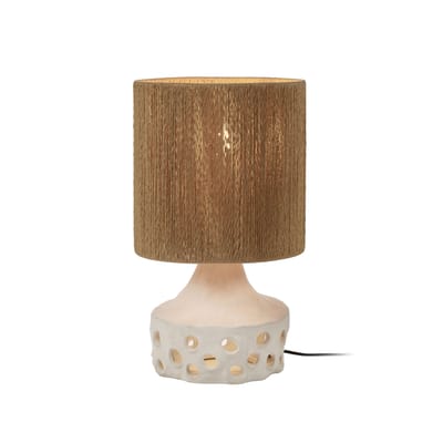 Lampe de table Oya 02 céramique fibre végétale marron / Grès & raphia - Ø 25 x H 42 cm - Serax