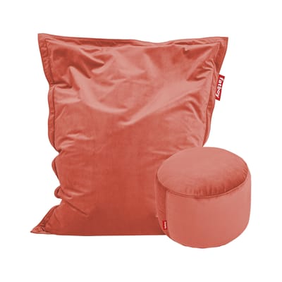 Pack promo Pouf Original Slim Velvet + pouf Point Velvet tissu rouge / Velours soyeux - Fatboy